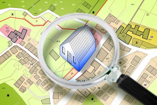 都市計画図と建物模型のイメージ写真